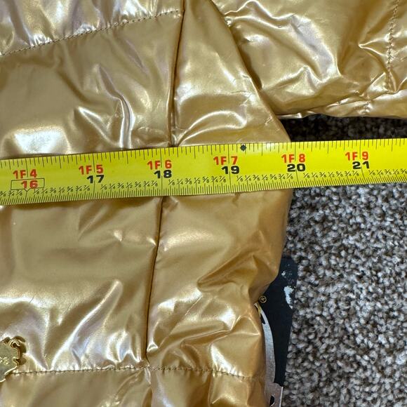 Ed Hardy NWT Size XL Y2K Gold Down Puffer Coat Embroidered Roses Skulls Hooded - Picture 15 of 16